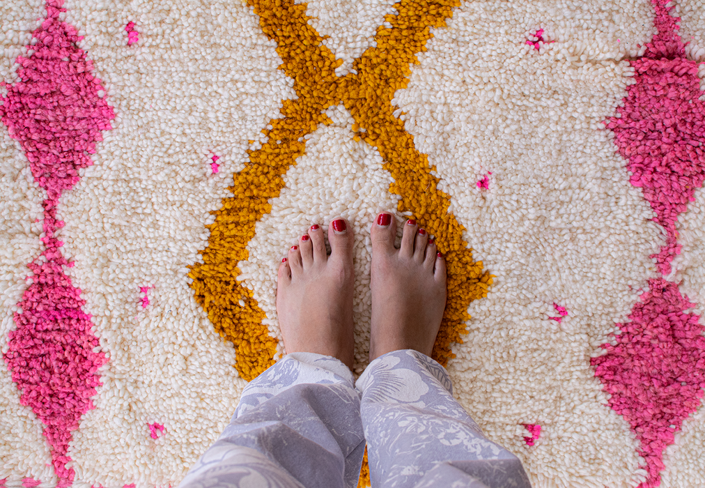 Pinky Marigold - Tapis marocain Beni Ourain - 3'2"x5'