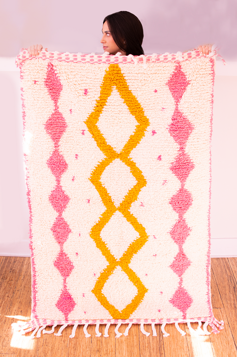 Pinky Marigold - Tapis marocain Beni Ourain - 3'2"x5'