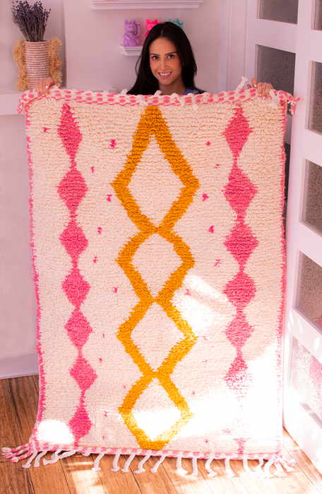 Pinky Marigold - Tapis marocain Beni Ourain - 3'2"x5'