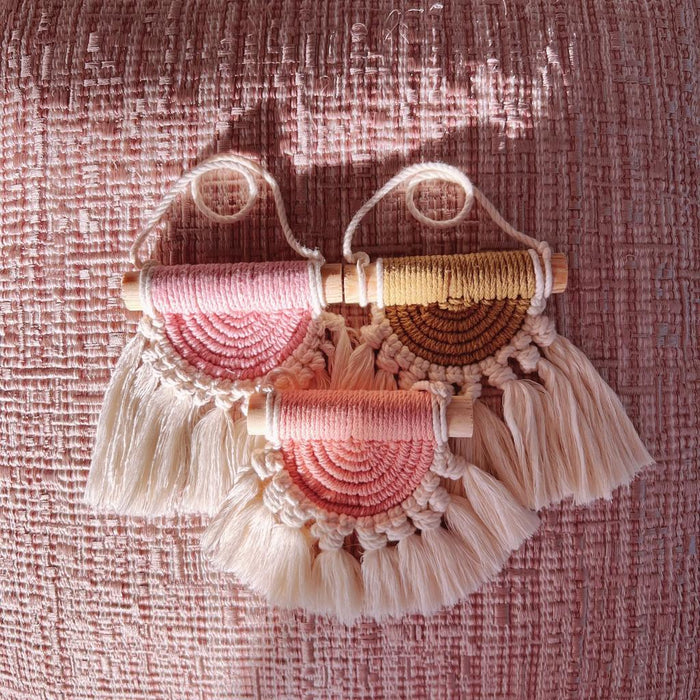 Pink Mimosa - Mini Macrame Semi Circle